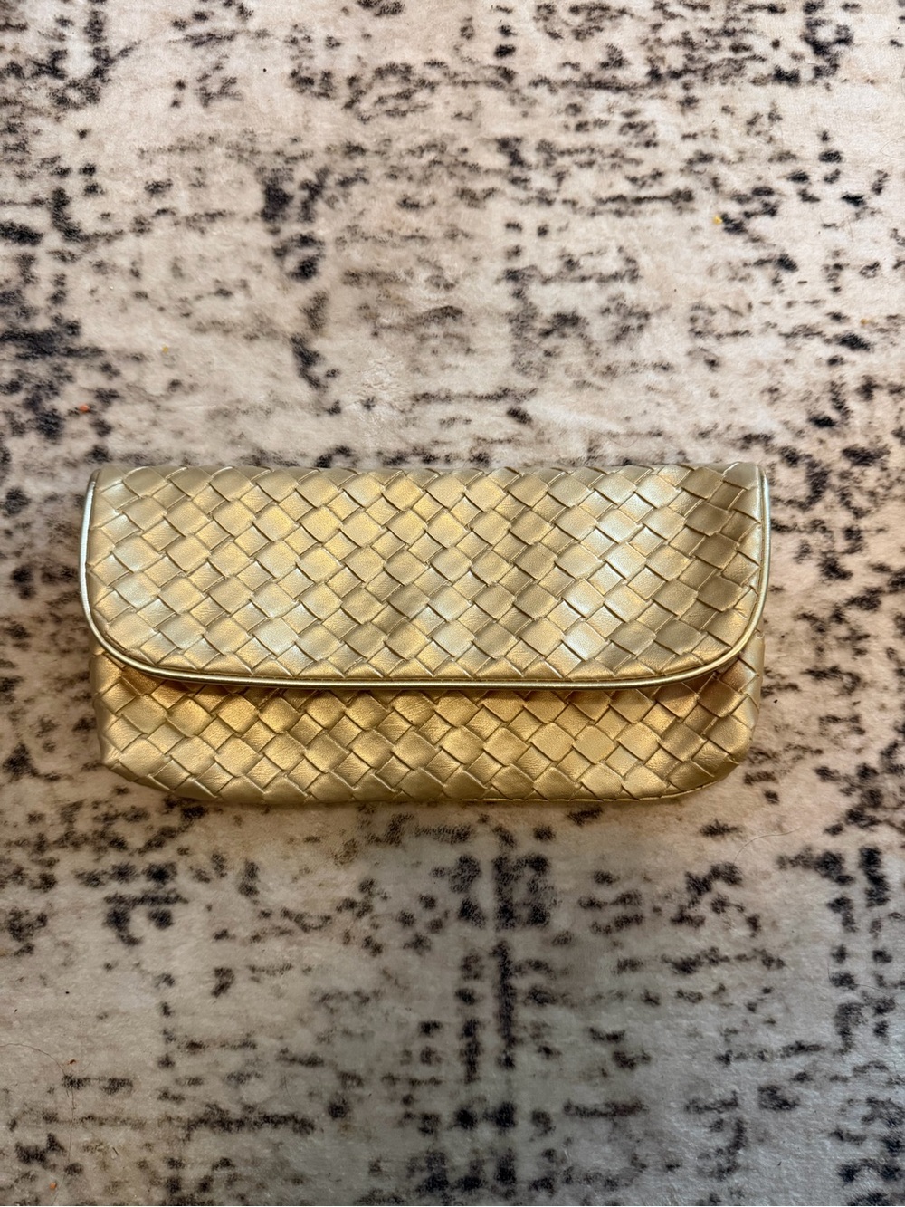 Gold Woven Flap Clutch Wristlet